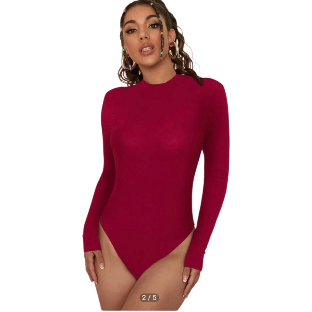 SHEIN BAE Mock Neck Open Back Bodysuit